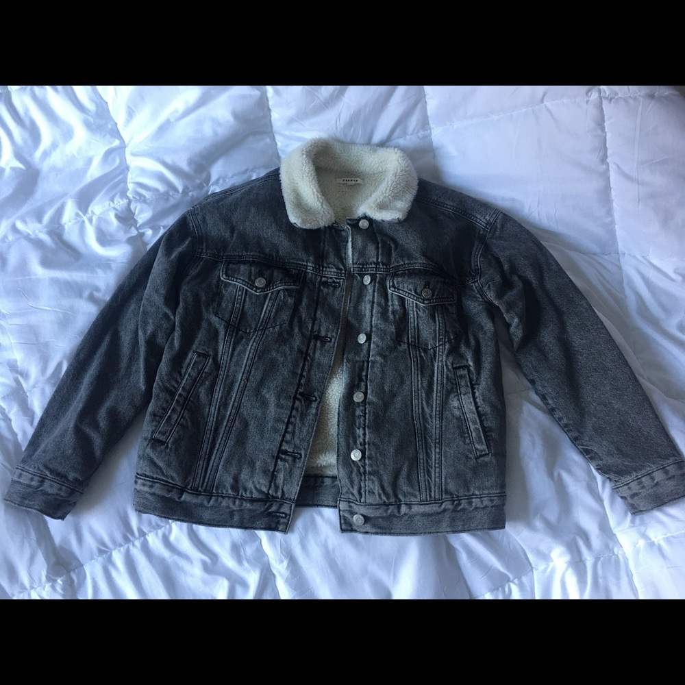 PacSun Gray Sherpa Jean Jacket